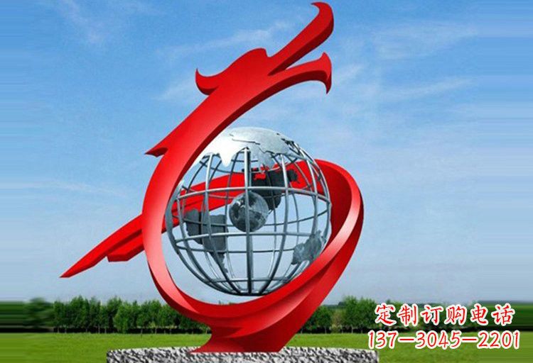 潍坊不锈钢地球雕塑精美雕塑饰以美丽世界