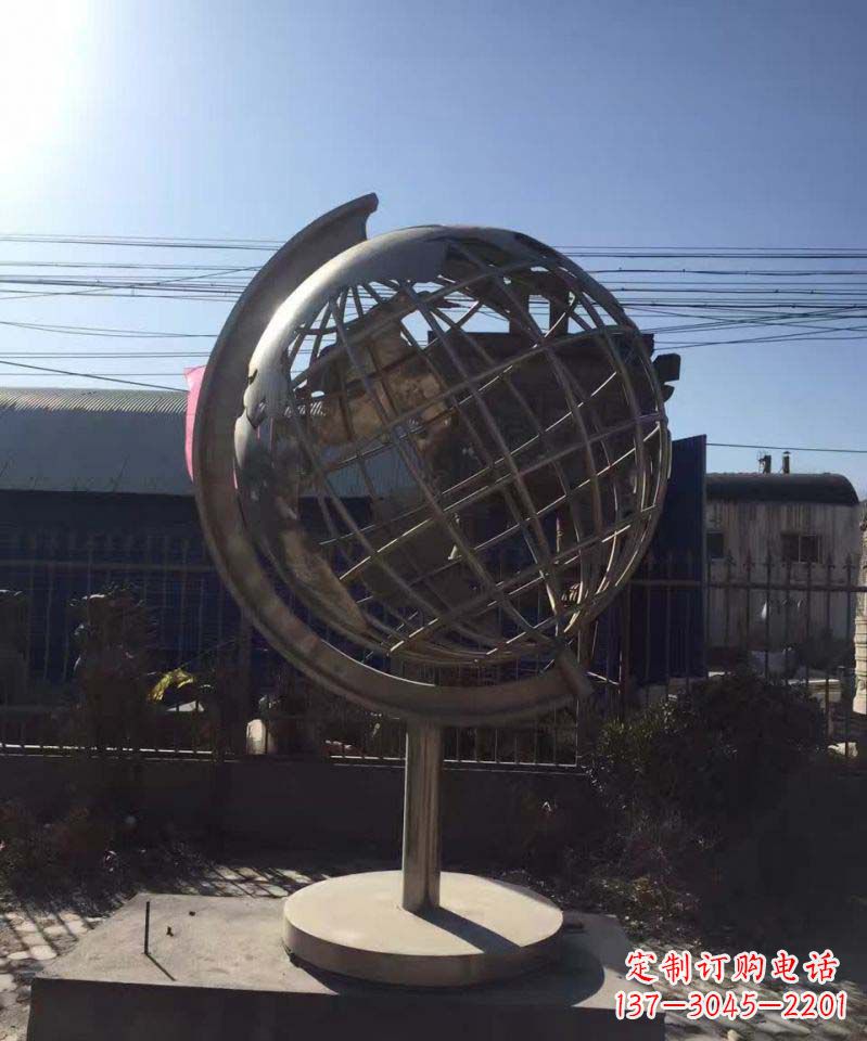 潍坊不锈钢地球仪雕塑精美装饰室内空间