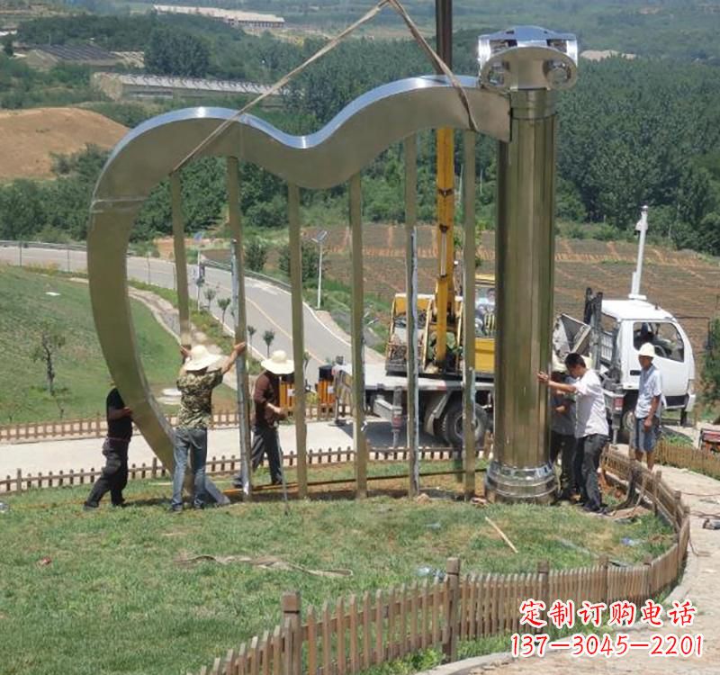 潍坊音乐美学不锈钢竖琴雕塑