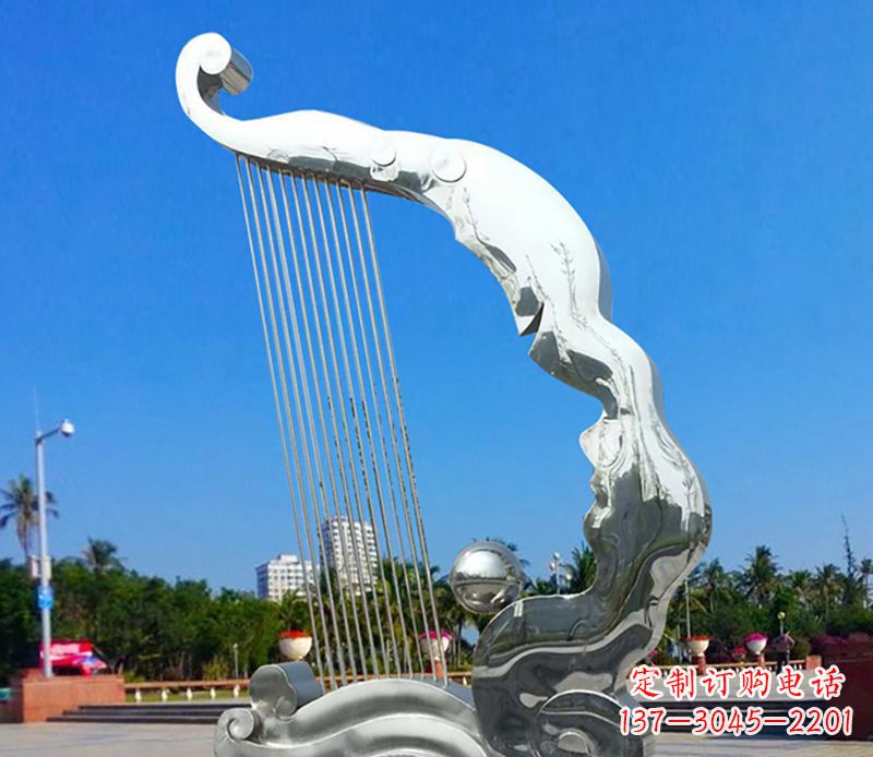 潍坊不锈钢竖琴雕塑——传承古典音乐之美