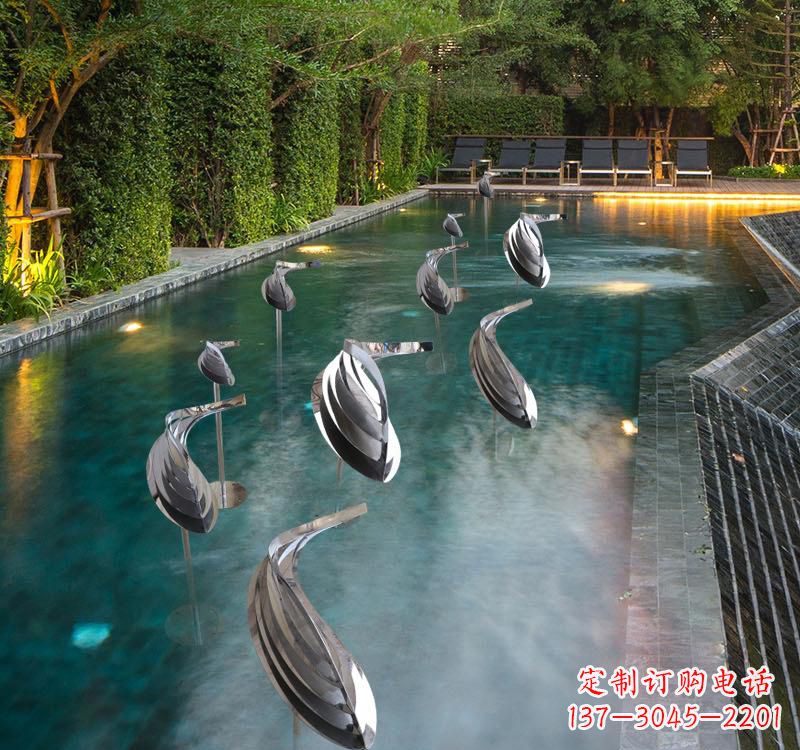 潍坊不锈钢动物雕塑——美丽的水景装置
