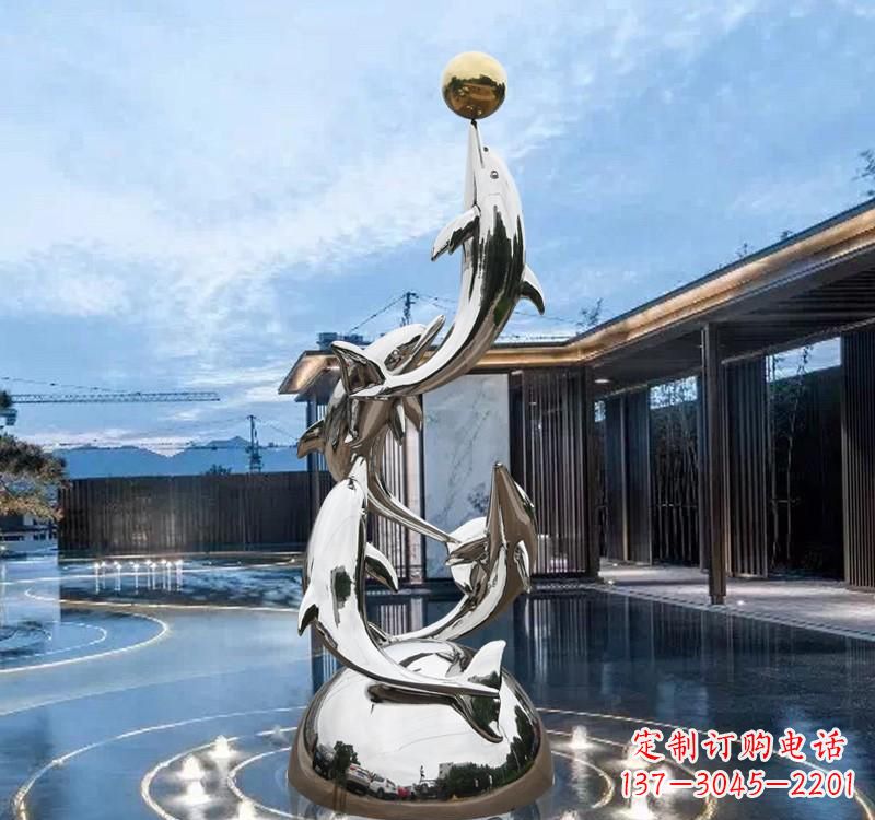 潍坊海豚的优雅身姿——不锈钢水景雕塑