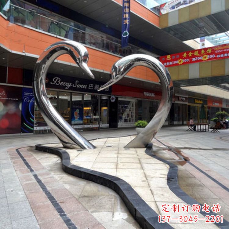 潍坊不锈钢天鹅爱情雕塑把浪漫永恒的爱情永久凝固