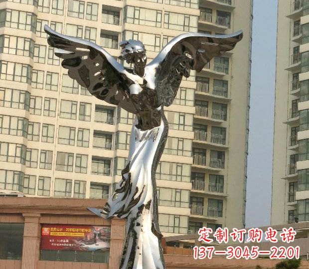 潍坊不锈钢天使雕塑传递温暖的祝福