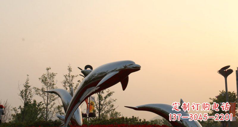 潍坊不锈钢海豚雕塑跳跃的美丽