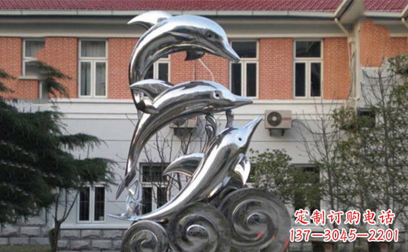 潍坊不锈钢跳跃海豚雕塑