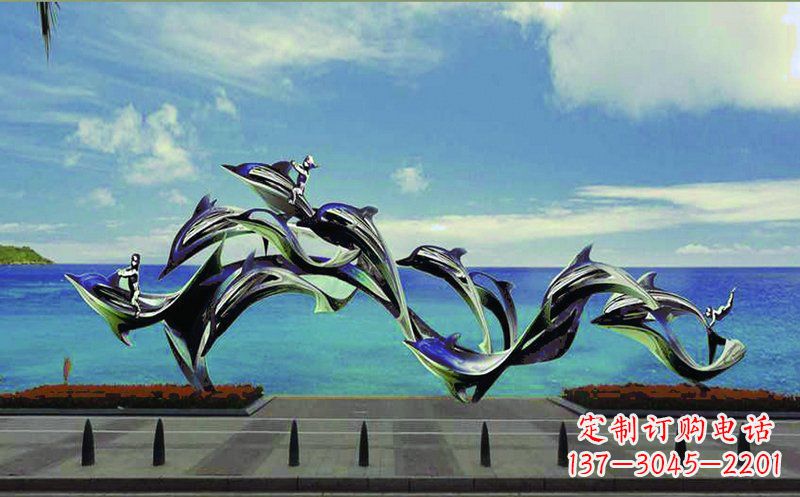 潍坊不锈钢海豚广场雕塑——精致而又活泼
