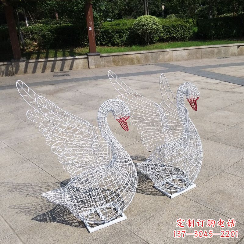 潍坊不锈钢网格展翅天鹅雕塑