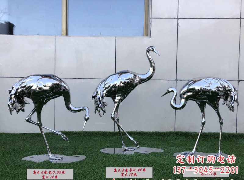 潍坊不锈钢仙鹤雕塑传承中国古典美感