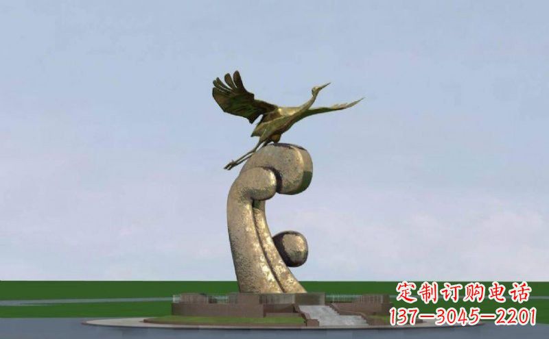 潍坊不锈钢仙鹤雕塑象征着美丽和宁静