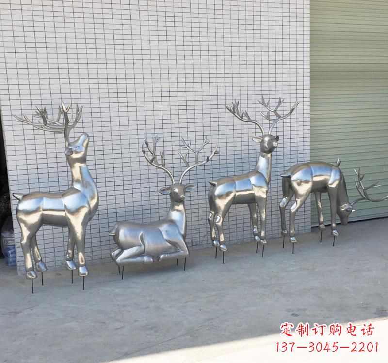 潍坊不锈钢梅花鹿雕塑传承美丽的自然