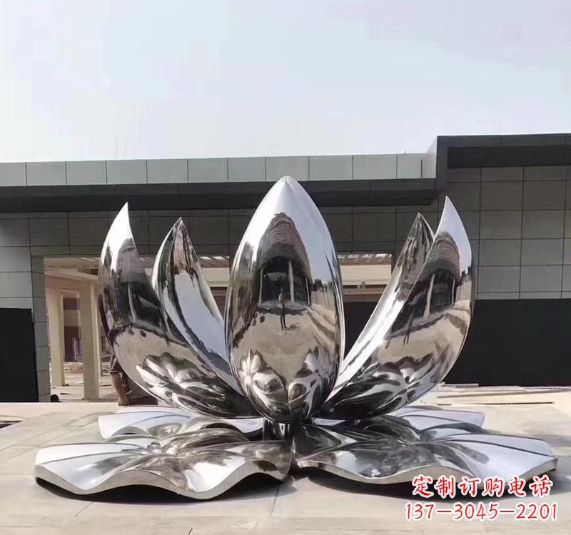 潍坊不锈钢现代镜面荷花雕塑精美绝伦
