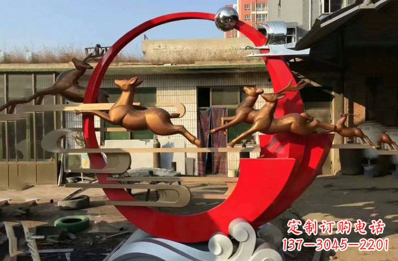 潍坊不锈钢制作的梅花鹿雕塑