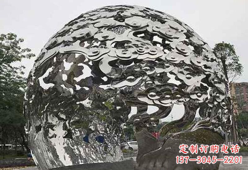 潍坊不锈钢祥云镂空球拱门雕塑