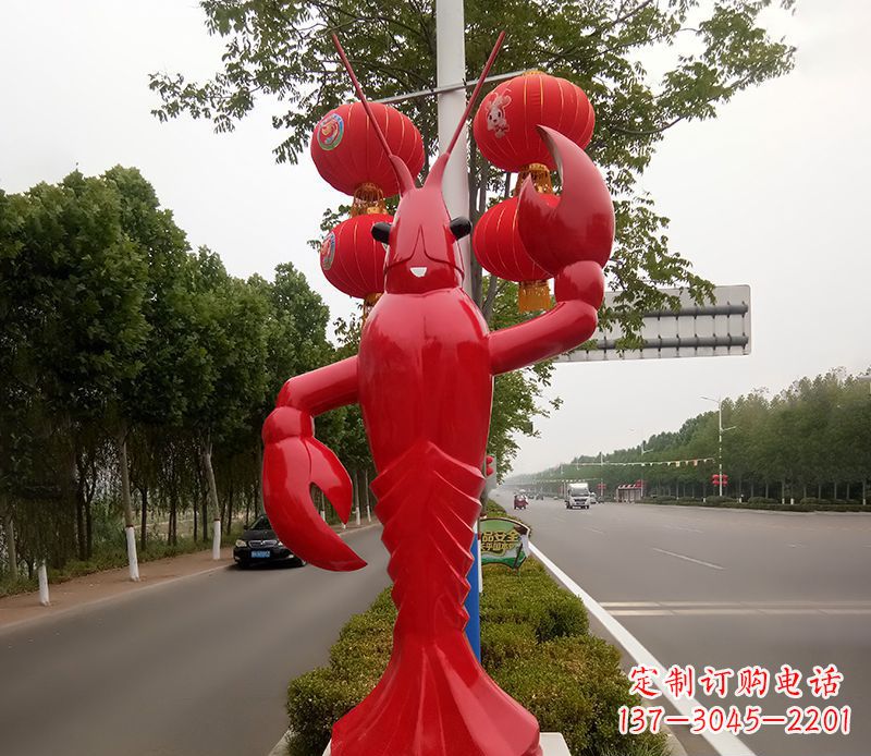 潍坊不锈钢小龙虾雕塑精美之灵