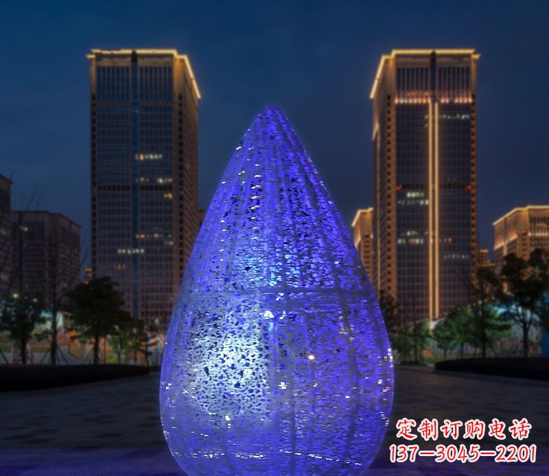 潍坊不锈钢小区照明美轮美奂的水滴雕塑