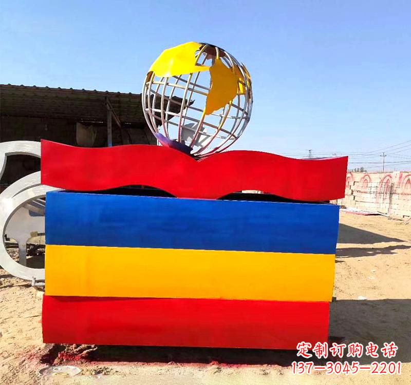 潍坊不锈钢校园地球仪雕塑缅怀地球之美