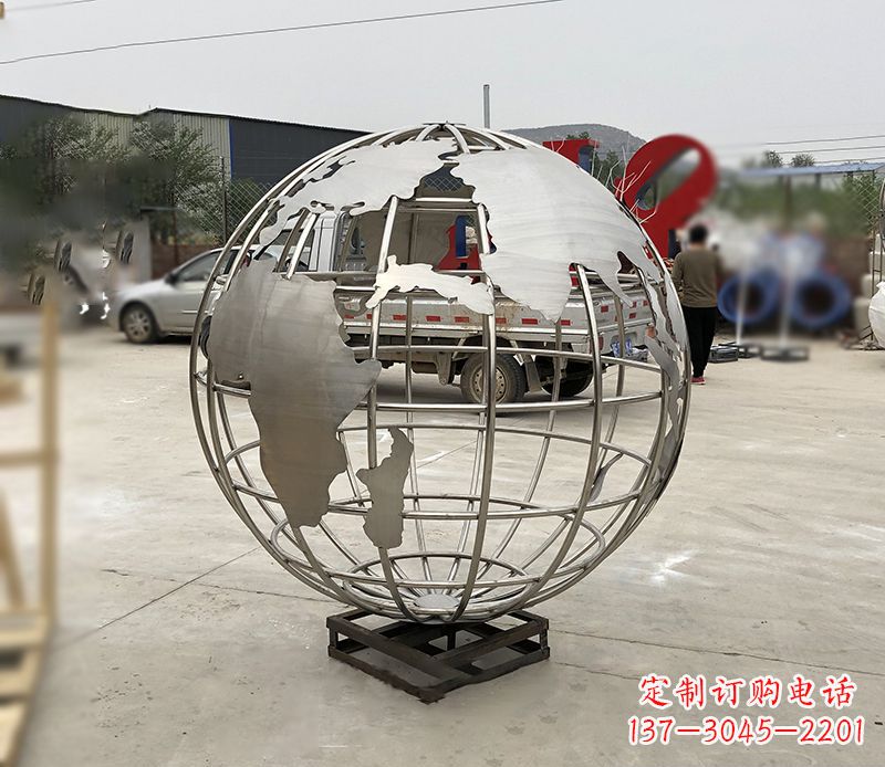 潍坊不锈钢校园地球仪雕塑见证地球美景