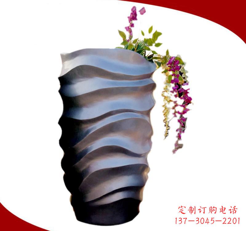 潍坊不锈钢校园景观花盆雕塑美化校园环境