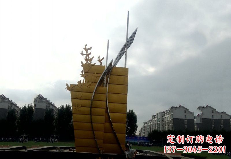 潍坊不锈钢校园帆船雕塑引领新时代