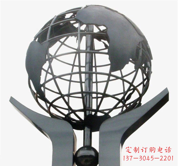 潍坊象征地球一体的不锈钢校园手托地球雕塑