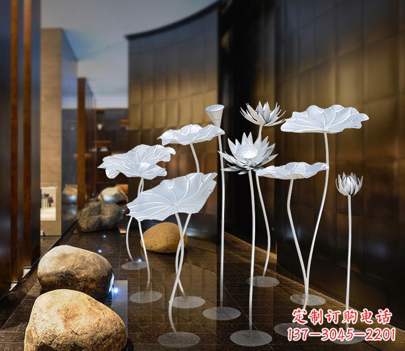 潍坊不锈钢银色荷花雕塑精美外形魅力无限