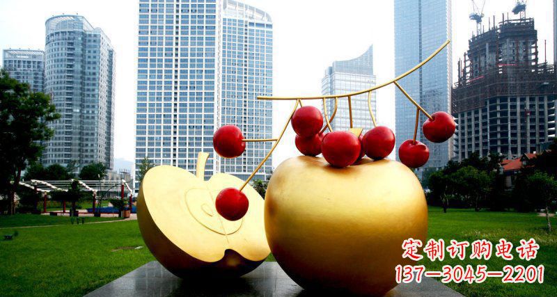 潍坊不锈钢苹果雕塑,添彩公园景观