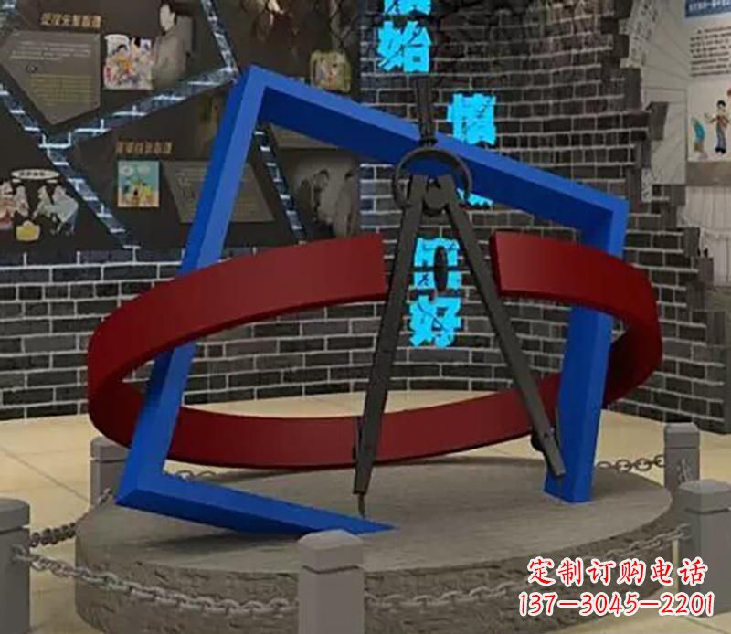 潍坊不锈钢圆规雕塑实现景观美化的艺术之作
