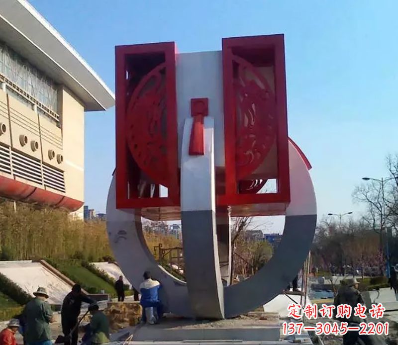 潍坊不锈钢圆环雕塑象征着永恒的美