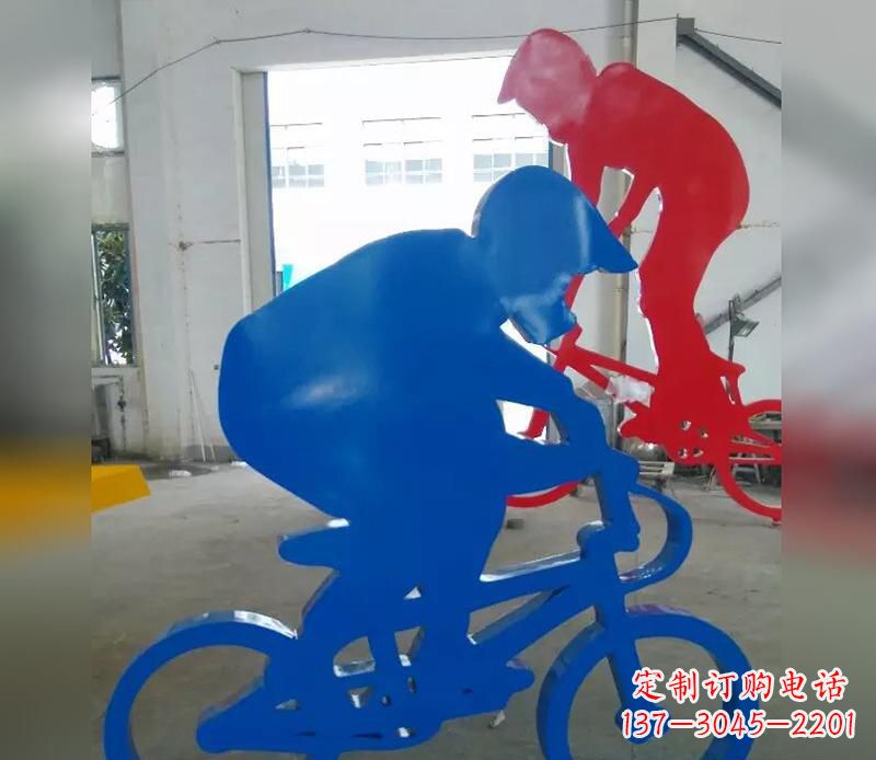 潍坊不锈钢运动骑·精美自行车雕塑