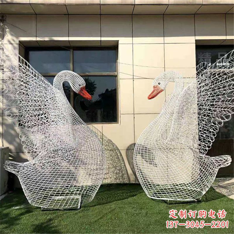 潍坊不锈钢展翅网格天鹅雕塑——精美而绚丽