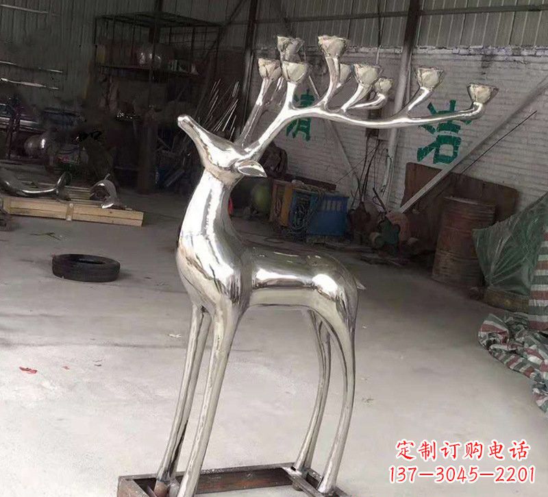 潍坊精美梅花鹿雕塑——点亮不锈钢烛台