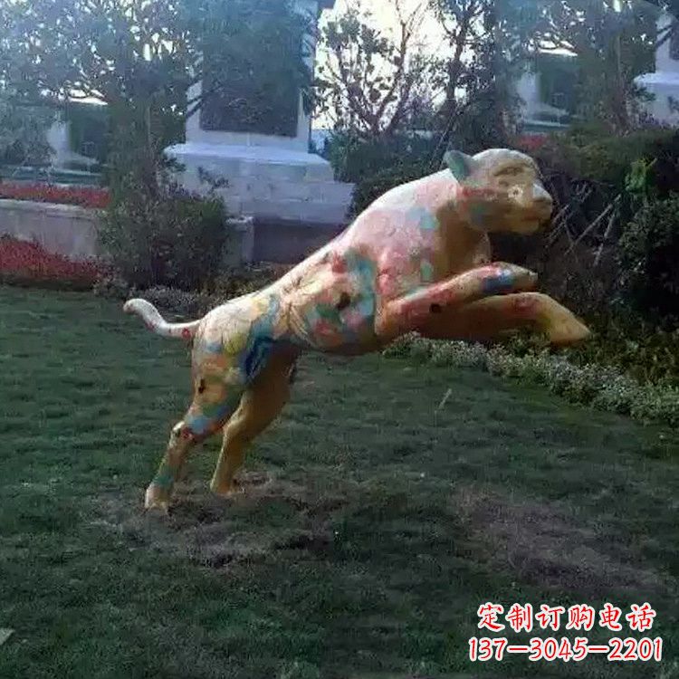 潍坊豹子玻璃钢雕塑——精美动物摆件