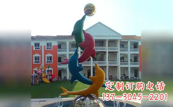 潍坊彩色不锈钢海豚海洋动物景观标识