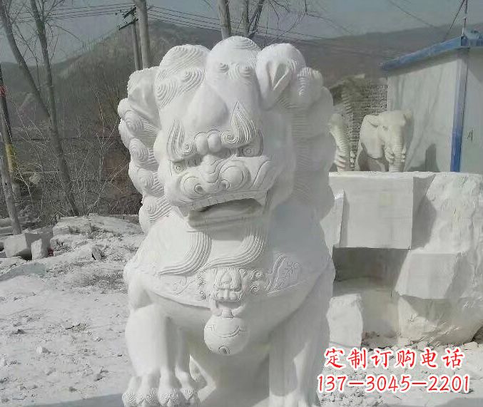 潍坊狮子雕塑踩绣球石狮子寺庙的独特景观