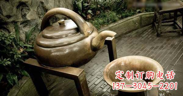 潍坊茶壶茶碗玻璃钢仿铜景观雕塑