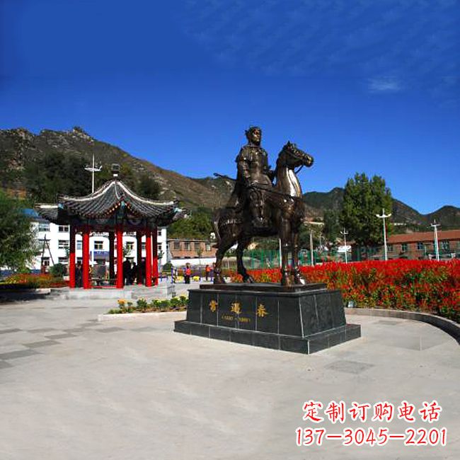 潍坊常遇春骑马铜雕塑像-景区广场历史名人古代著名将领将军雕像