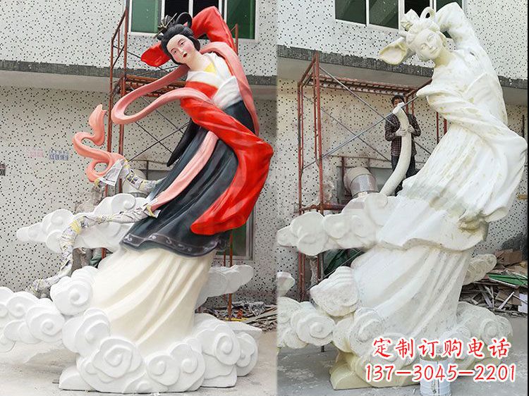 潍坊嫦娥玻璃钢雕塑-玻璃钢彩绘神话人物雕像