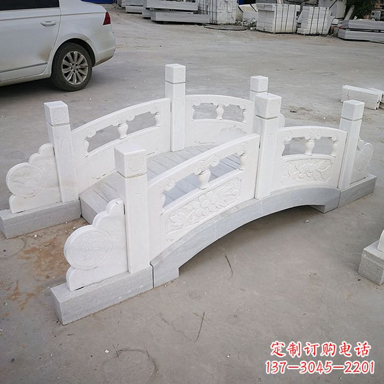 潍坊厂家批发定制石雕石拱桥 栏杆栏板 汉白玉雕花护栏广场装饰摆件3900