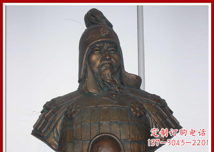 潍坊成吉思汗军事家玻璃钢仿铜胸像雕塑