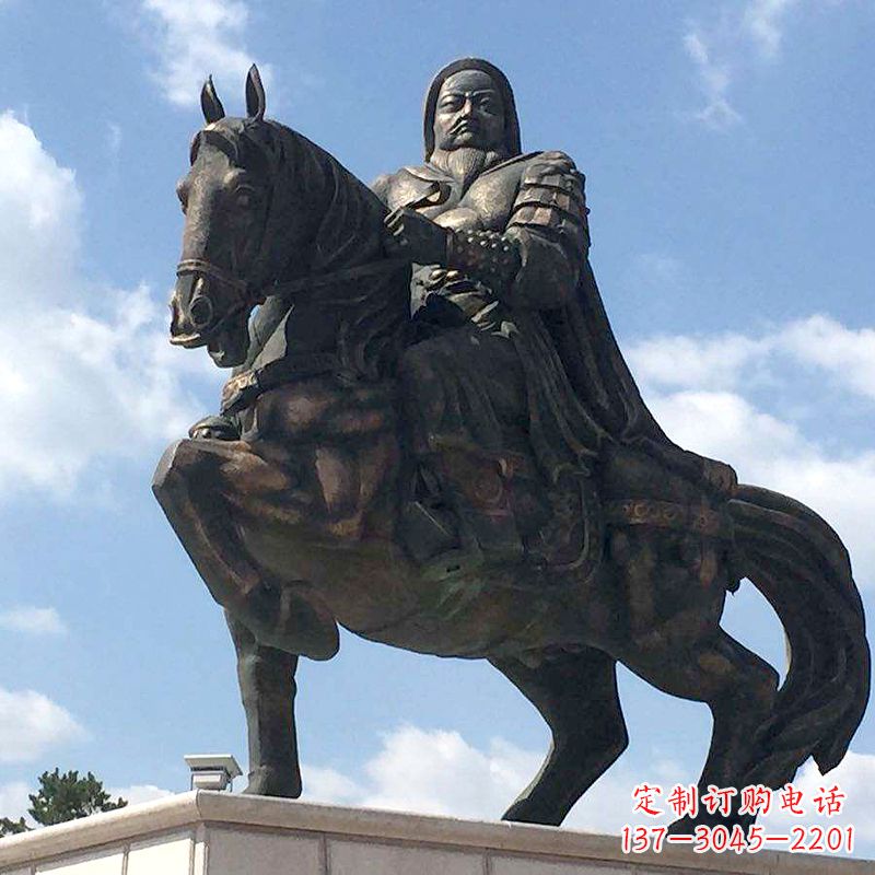 潍坊成吉思汗骑马雕塑-景区园林历史名人铜雕像