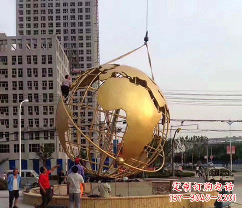 潍坊城市之美不锈钢镂空地球仪雕塑