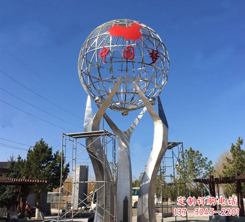 潍坊城市之星——不锈钢地球仪雕塑