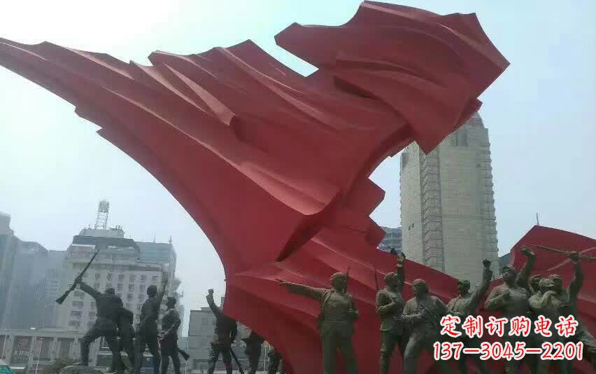 潍坊城市大型不锈钢红军人物雕塑