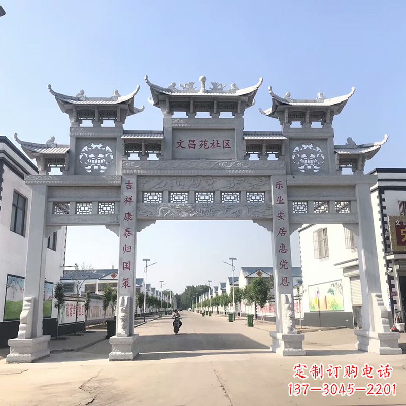 潍坊社区四柱雕塑——缅怀老北京的文化精髓
