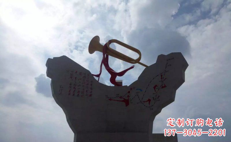 潍坊革命烈士冲锋号雕塑让革命历史长存