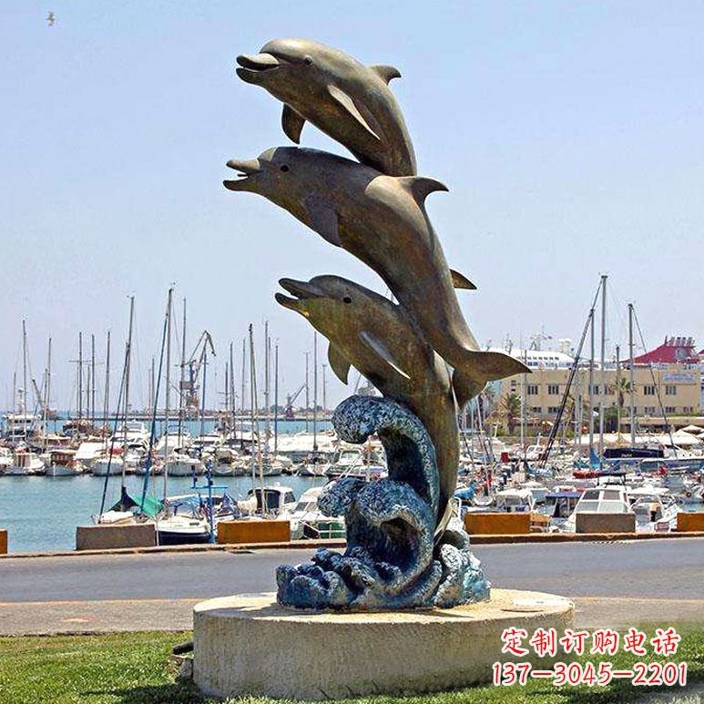 潍坊海豚铜雕塑传承海洋文化