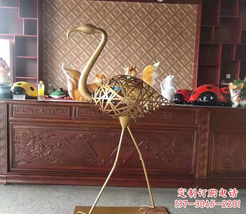 潍坊抽象编织火烈鸟铜雕