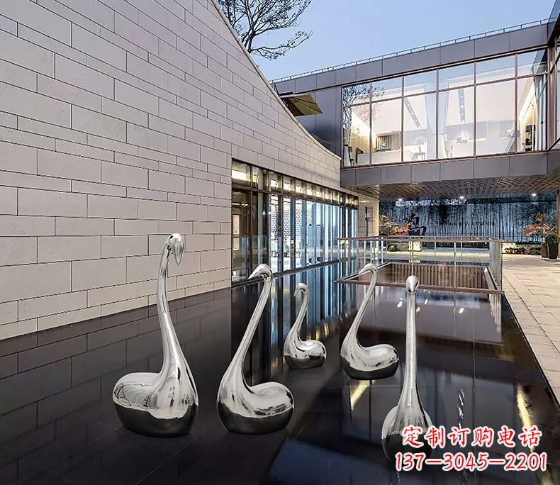 潍坊抽象不锈钢天鹅雕塑