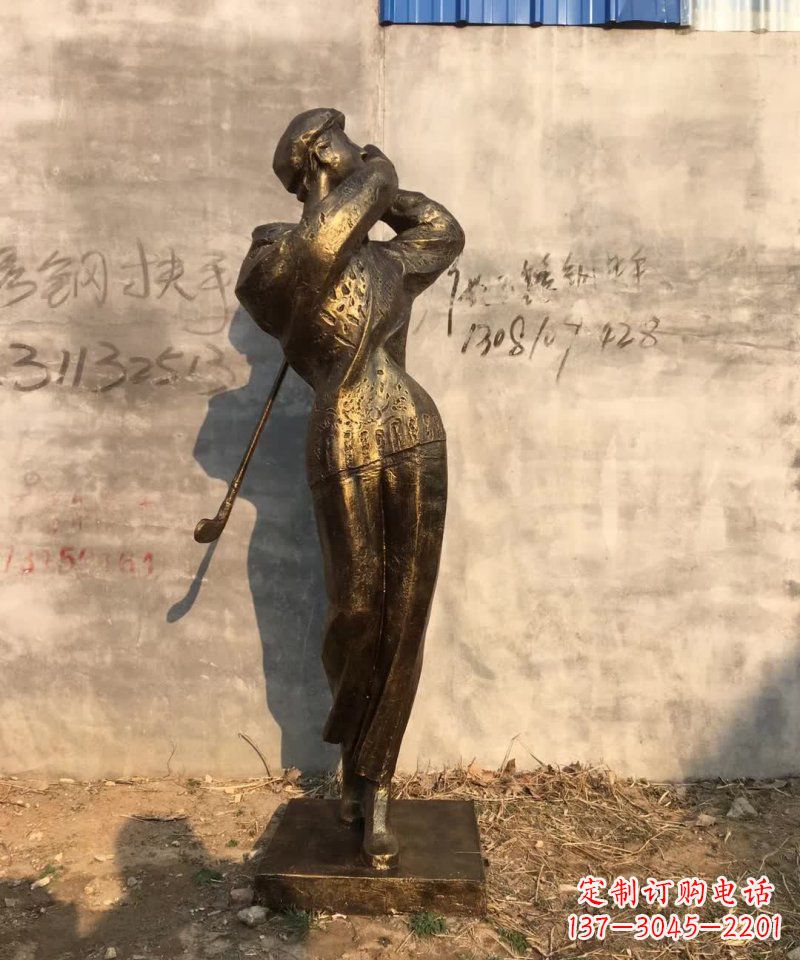 潍坊抽象打高尔夫球人物铜雕 (2)